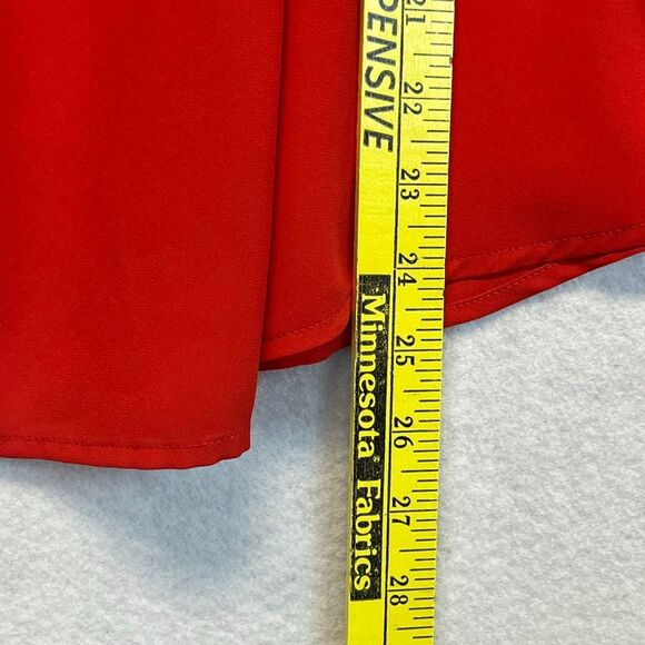 LOFT Women’s Sleeveless Blouse Large Red Ruffle Trim Keyhole Neck Flowy Top - Picture 8 of 13